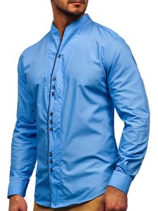 Мъжка риза с дълъг ръкав небесносиня Bolf 5720