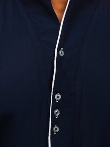 Мъжка риза с дълъг ръкав тъмносиня Bolf 5720