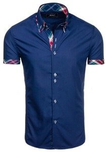Мъжка риза с къс ръкав тъмносиня Bolf 6540