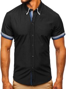 Мъжка риза с къс ръкав черна Bolf 2911