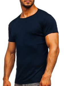 Мъжка тениска без принт тъмносиня Bolf NB003