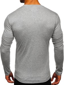 Мъжка тениска с дълъг ръкав без принт сива Bolf 2088L