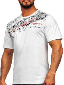 Мъжка тениска с принт бяла Bolf 14234