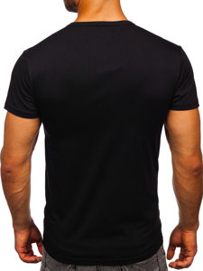 Мъжка тениска с принт черна Bolf s028