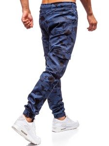 Мъжки джогър панталони с карго джобове сини Bolf 0404