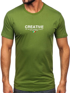 Памучна мъжка тениска с принт в цвят какѝ Bolf 14759