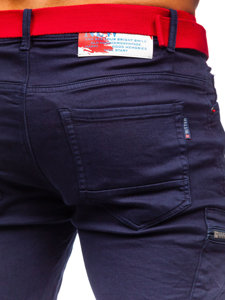 Тъмносини мъжки шорти с карго джобове с колан Bolf R88204