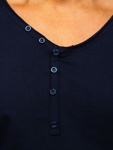 Тъмносиня мъжка тениска с дълъг ръкав без принт Bolf 5059