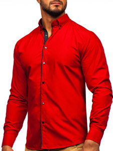 Червена мъжка елегантна риза с дълъг ръкав Bolf 7724-1