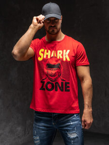Червена мъжка тениска с принт Bolf KS2652
