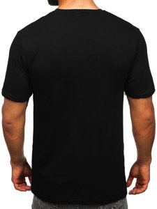 Черна мъжка памучна тениска с принт Bolf 14761