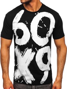 Черна мъжка тениска с принт Bolf 0303м
