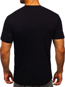 Черна мъжка тениска с принт Bolf 2186