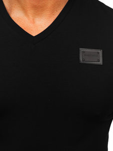 Черна мъжка тениска с V-образно деколте Bolf MT3030