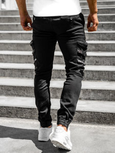 Черни мъжки панталони типа джогър с карго джобове Bolf KA2101-13P