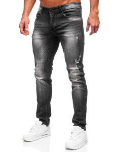 Черни  панталони дънкови мъжки тип regular fit Bolf MP010N