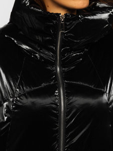 Черно дамско зимно яке с качулка Bolf OMDL022