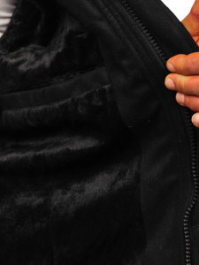 Черно двуредно мъжко зимно палто с подвижна допълнителна яка Bolf M3143