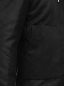 Черно мъжко зимно палто с качулка Bolf 79B3-197