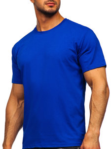 Mъжка памучна изчистена тениска в цвят синя метличина Bolf 192397