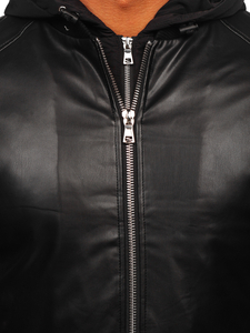 Черно мъжко кожено яке бомбър Bolf 11Z8004