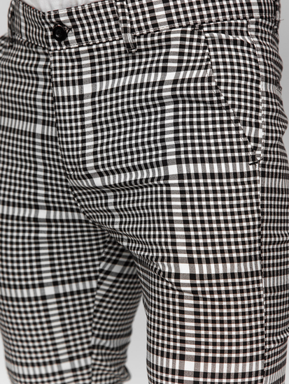 Мъжки черни и бели карирани джогери от плат Bolf 184147