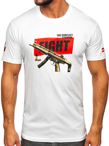 Бяла памучна тениска Bolf 14709