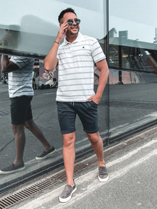 Бяла мъжка тениска с якичка Bolf 14954