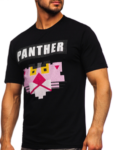 Черна мъжка тениска с принт Bolf 192380