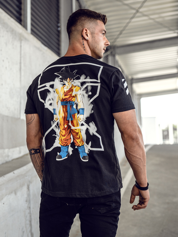 Черна мъжка тениска с принт Bolf 14404A