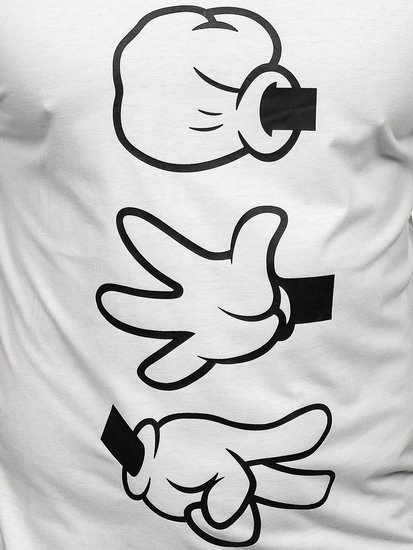 Бяла мъжка тениска с принт Bolf KS1997