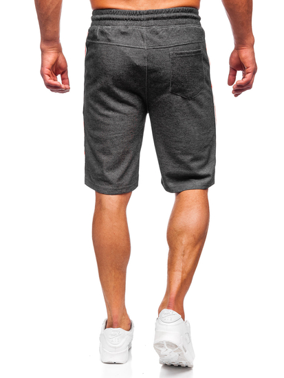 Къси мъжки спортни панталони в черно и оранжево Bolf Q3884