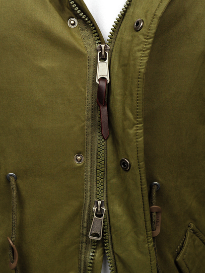 Мъжко зимно яке парка зелено Bolf 1793
