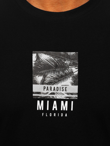 Черна памучна мъжка тениска с щампа Bolf MPO3500