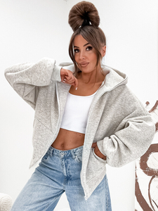 Дамски подплатен суитшърт с качулка меланжов Bolf 821112