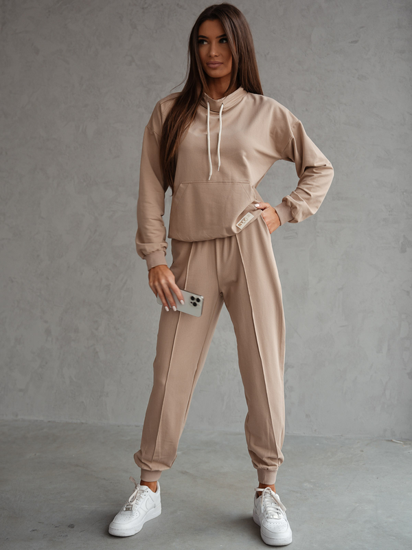 Дамски двуцветен спортен комплект бежов Bolf 82162