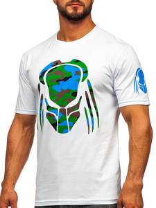 Бяла памучна мъжка тениска с щампа Bolf 192379-1