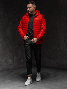 Червено мъжко ватирано демисезонно яке Bolf 13021A1