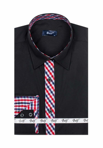 Мъжка елегантна риза с дълъг ръкав черна Bolf 6867