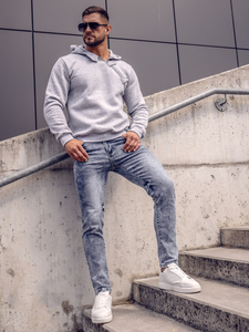 Тъмносив мъжки суитшърт с качулка Bolf 06A