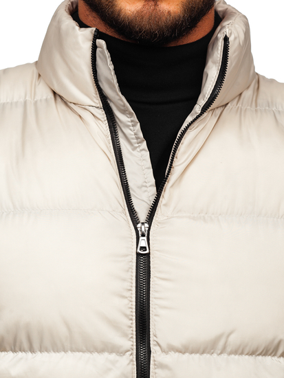 Бежово мъжко капитонирано зимно яке Bolf 0025