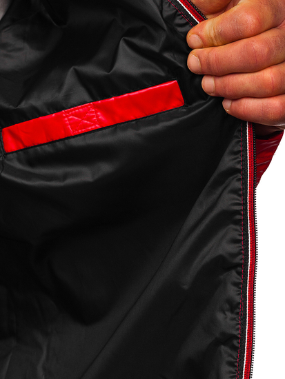 Червено мъжко капитонирано преходно спортно яке Bolf 2147