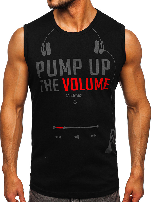 Черен мъжки потник с принт Bolf 14815