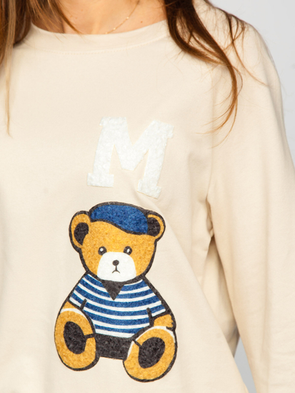 Бежов дамски анцуг с апликации Bolf 52308