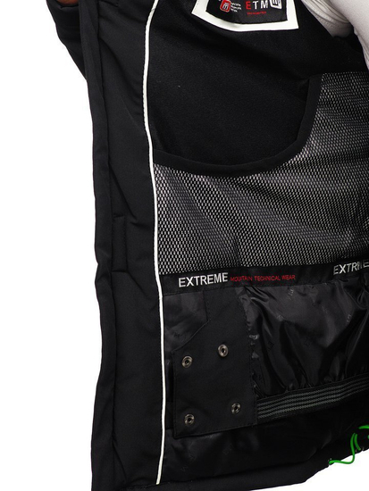 Мъжко зимно яке скиорско черно-зелено Bolf 1910