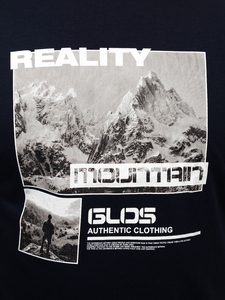 Тъмносиня памучна мъжка тениска с щампа Bolf MPO3461