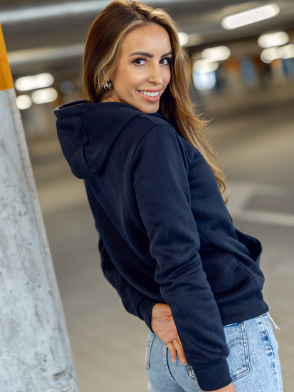 Дамски суитшърт тъмносин с джоб тип кенгуру Bolf W02B