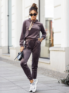 Графитен плюшен дамски анцуг Bolf 637