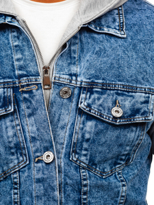 Синьо дънково мъжко яке с качулка Bolf HY1017