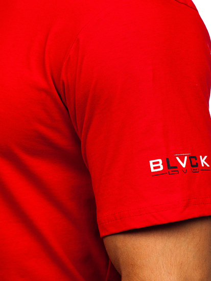 Червена памучна мъжка тениска с принт Bolf 14739